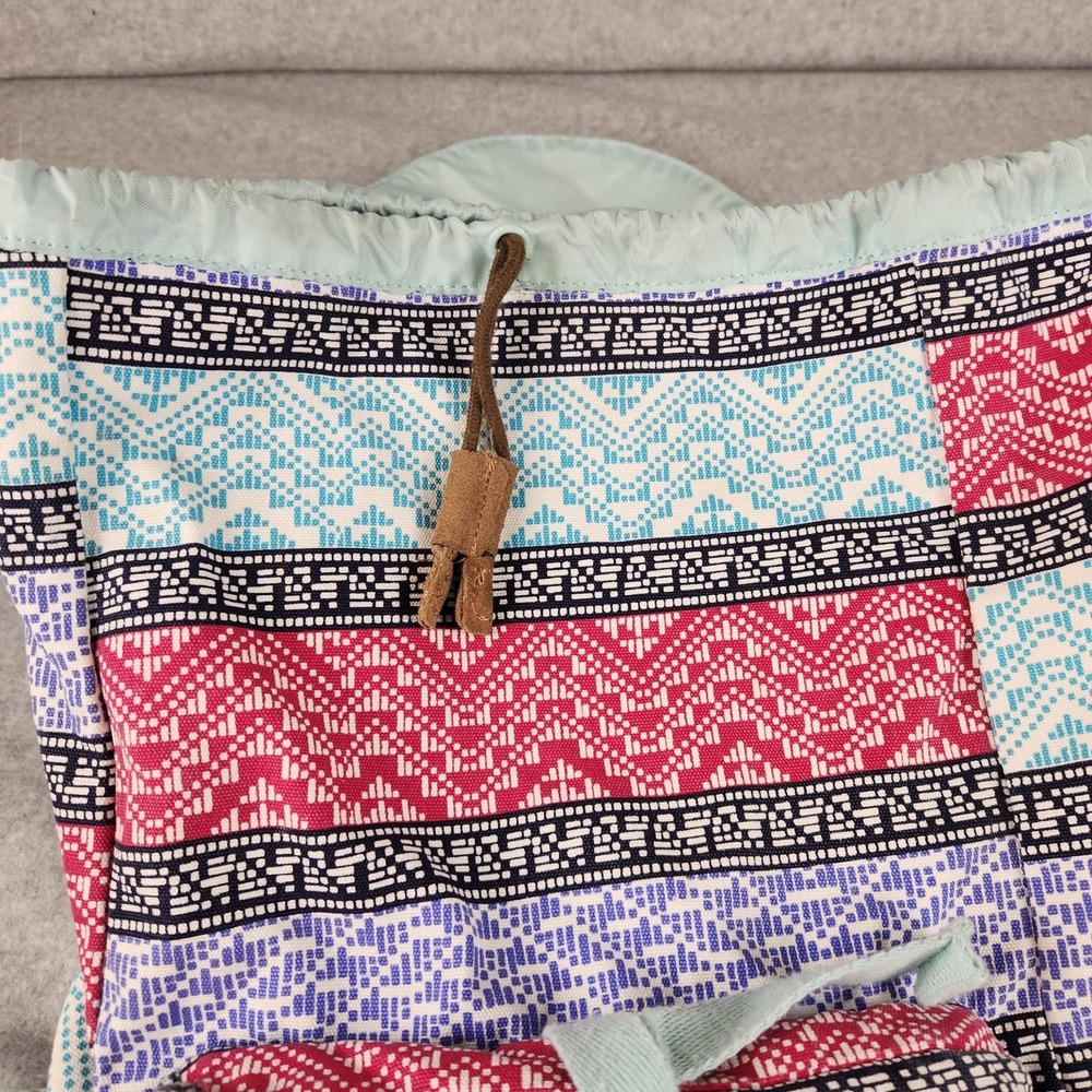 Lands End Backpack Boho Drawstring Aztec Print Southwest Waterproof Rucksack - Picture 6 of 12